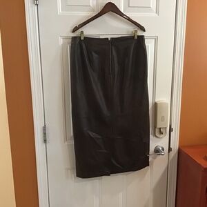Brown leather long skirt